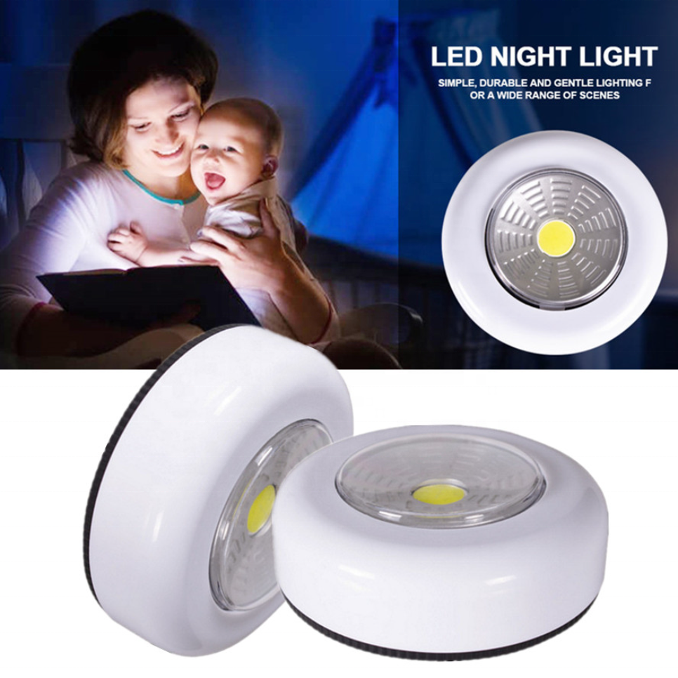 Mini Round 3 LED Push Tap Stick Convenient Touch Practical Home Cabinet Light