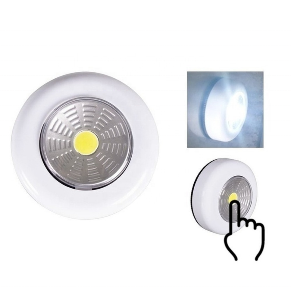 Mini Round 3 LED Push Tap Stick Convenient Touch Practical Home Cabinet Light