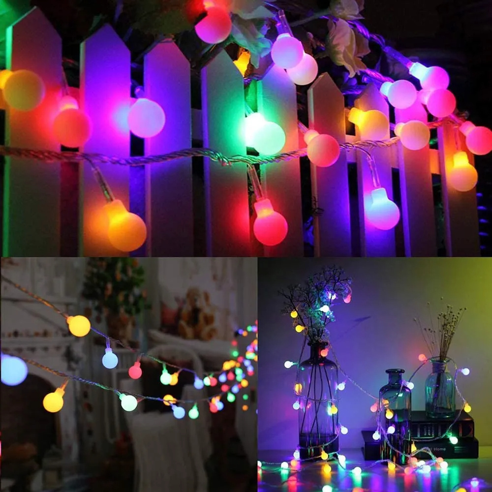 Outdoor Garland Warm White Waterproof Battery Operated Christmas Tree Decorative Fairy Light Mini LED Globe Ball String Light