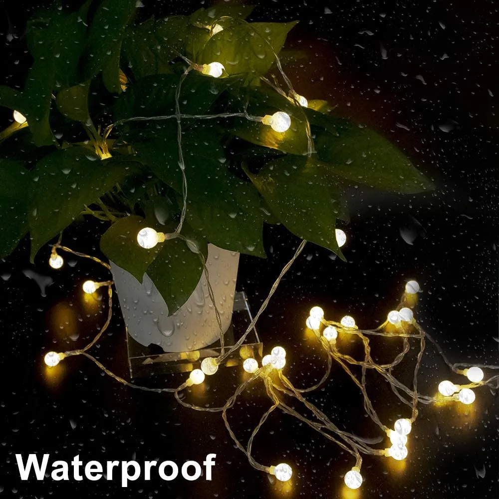 Outdoor Garland Warm White Waterproof Battery Operated Christmas Tree Decorative Fairy Light Mini LED Globe Ball String Light