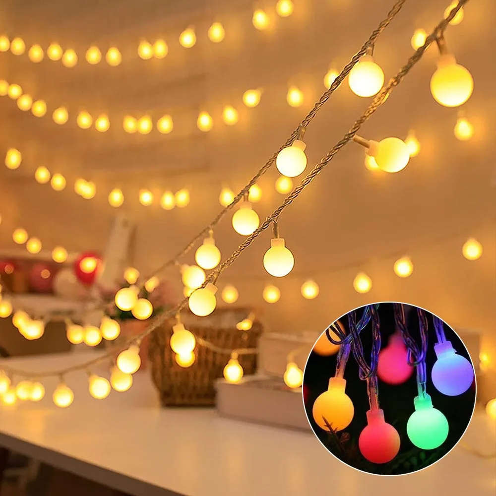 Outdoor Garland Warm White Waterproof Battery Operated Christmas Tree Decorative Fairy Light Mini LED Globe Ball String Light