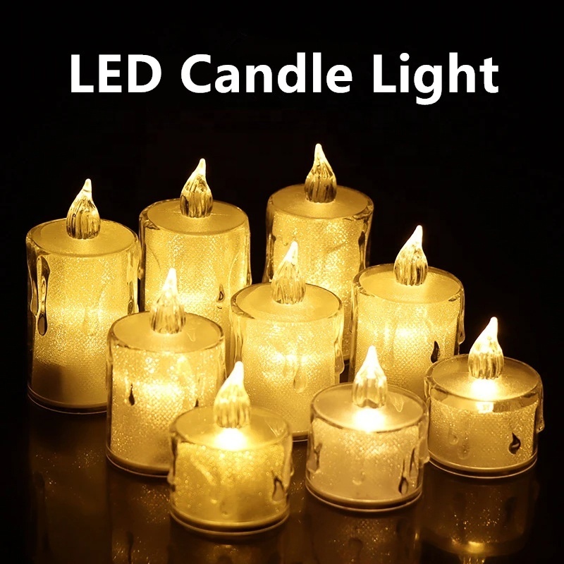 Led Candles Light Flameless Candle Plastic Pillar Flickering Candle Night Light