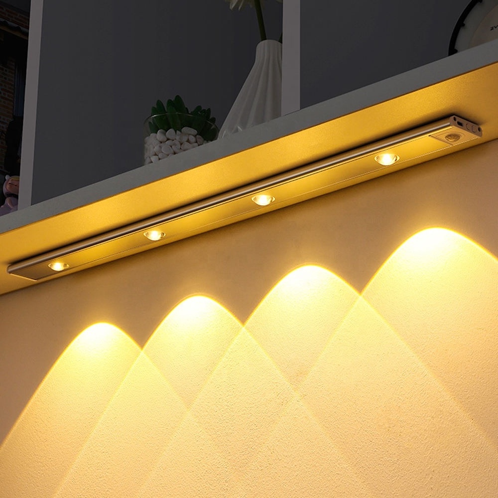 3 Color Dimmable Cat-Eye Light Strip Bar LED Desk Lamp Motion Sensor Light USB Rechargeable Kitchen Cabinet Wardrobe Lamp