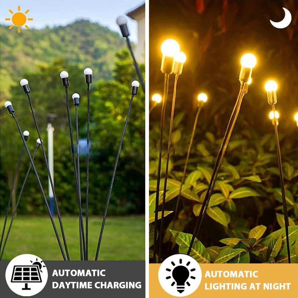 Outdoor Solar Pathway Light Waterproof Firework 6/8/10 heads led Solar Garden Light Powered Firefly Lamp Starburst Solar Light