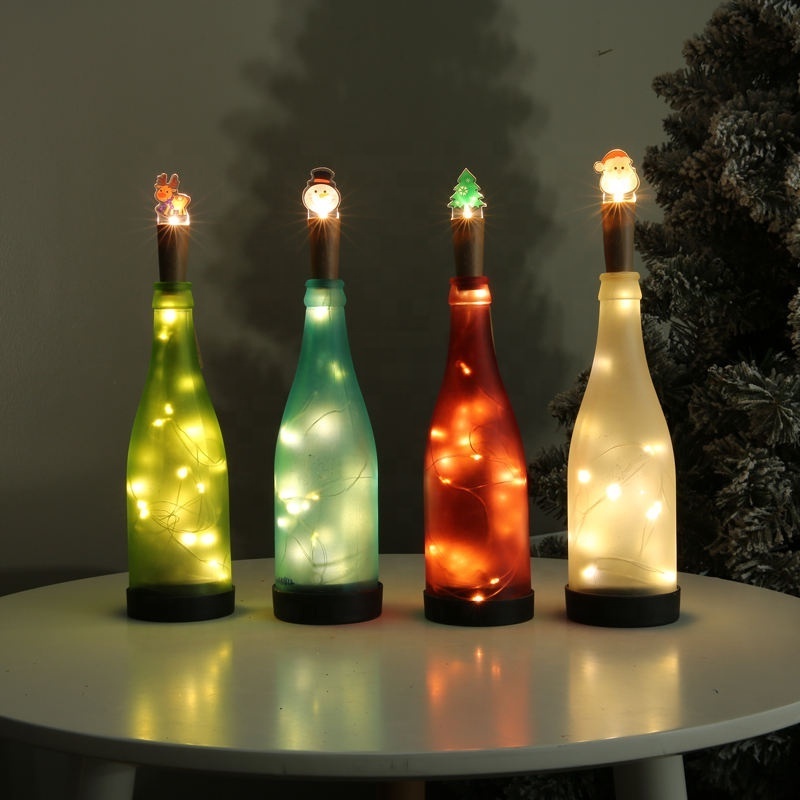 LED Wine Bottle Cork Copper Wire Fairy Lights Led String Battery Operated Outdoor Solar Fairy Lights with cork