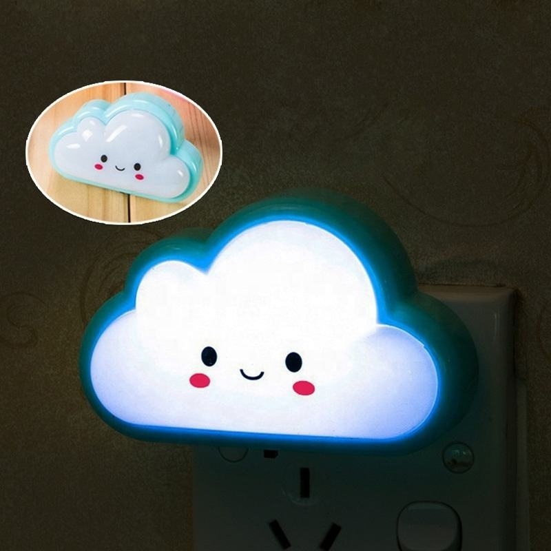 LED Night Lights Sensor 110V US Control Star Bedside Wall Lamp Mini Cartoons Sleeping Light Nursery Baby Kids Children's Bedroom