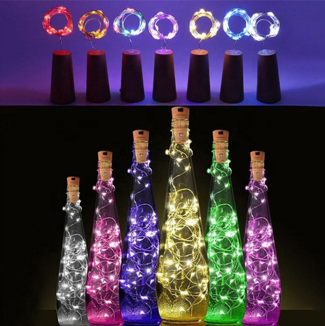 LED Wine Bottle Cork Copper Wire Fairy Lights Led String Battery Operated Outdoor Solar Fairy Lights with cork