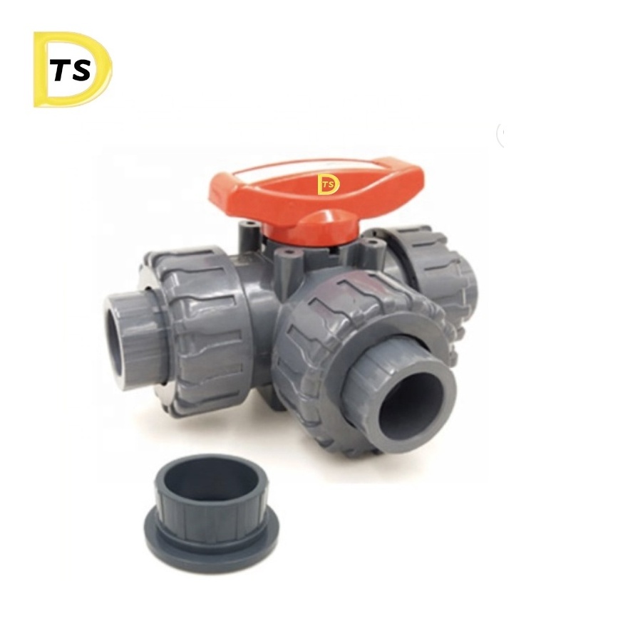 3 way water float stop manual ball valve pph PVDF PP 3way Union ball valve