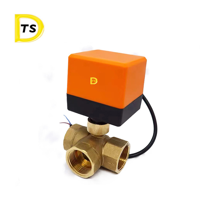 Electric 3-way motor ball valve brass mini ball valve 1 inch  bronze 3 way electric ball valve