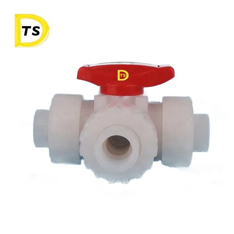 3 way water float stop manual ball valve pph PVDF PP 3way Union ball valve