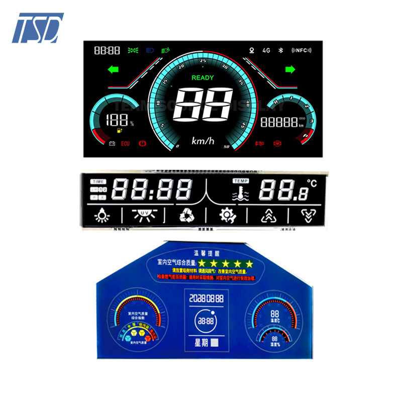 Custom VA STN TN FSTN HTN Segment Graphic Monochrome LCD Display for Motorcycle Car Speedometer Instrument Dashboard Cluster