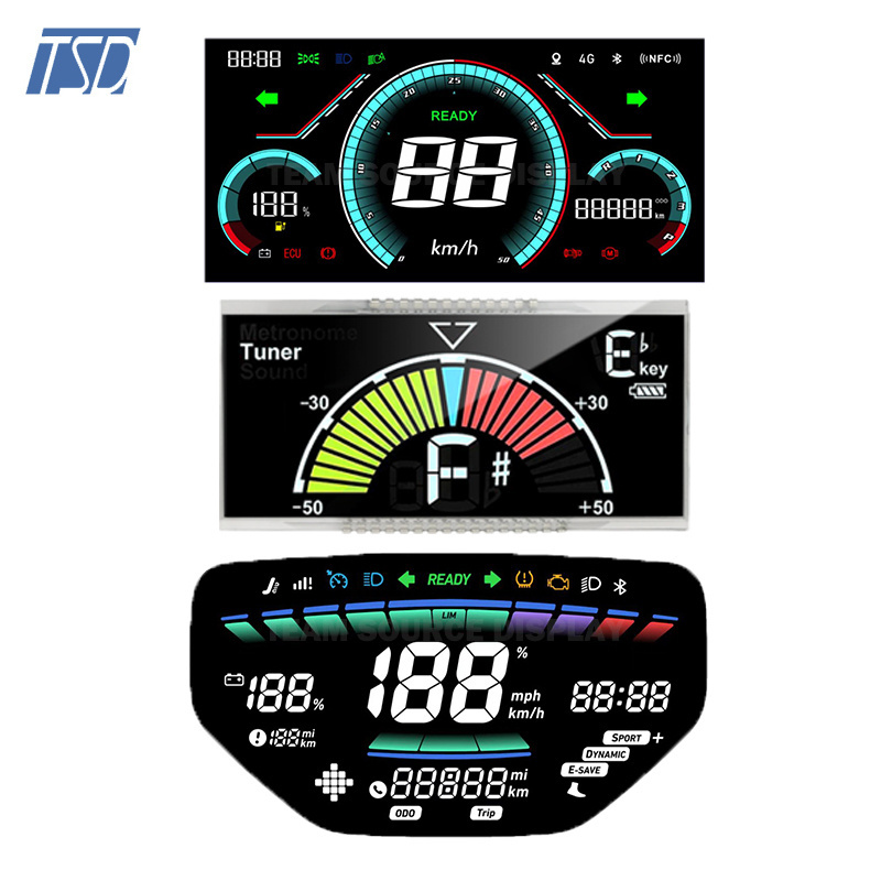 Custom VA STN TN FSTN HTN Segment Graphic Monochrome LCD Display for Motorcycle Car Speedometer Instrument Dashboard Cluster