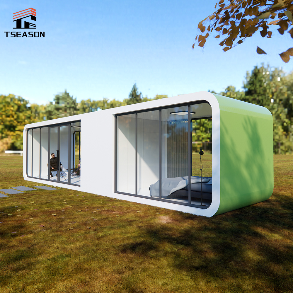 prefabricated mobile living steel apple tiny home rooms and kitchen glamping pod cabin house ready