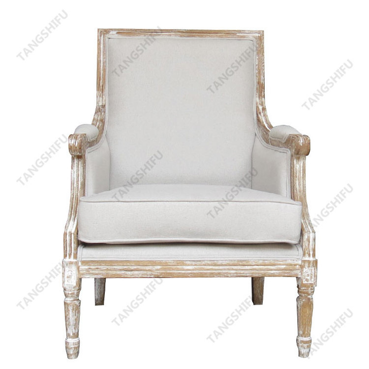 French style leisure royal classic exposed wood frame beige king throne chair