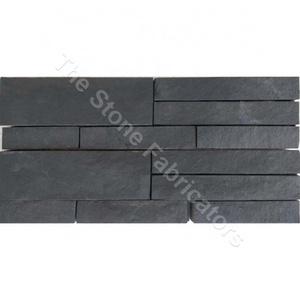 Buff Quartzite Dry Stack Factory Supply Natural Black Slate Stone Grooved Wall Panel Veneer Sheet For Wall Decoration