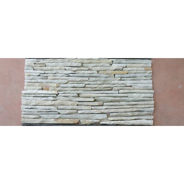 Buff Quartzite Dry Stack Factory Stone Culture Exterior Stone Wall Cladding Himachal Snow White Quartzite Slate Waterfall Tile