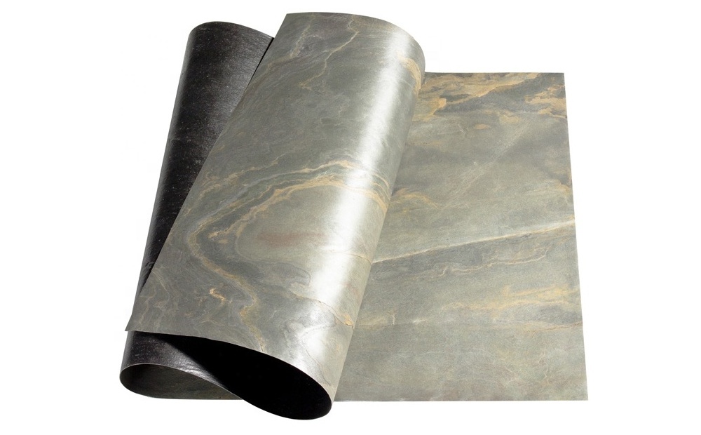 Factory Direct Supply C Gold Slate Stone Thin Flexible Fabric Fleece Veneer Sheet For Interior Exterior Wall Decoration