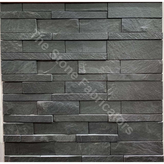 Buff Quartzite Dry Stack Factory Supply Natural Black Slate Stone Grooved Wall Panel Veneer Sheet For Wall Decoration