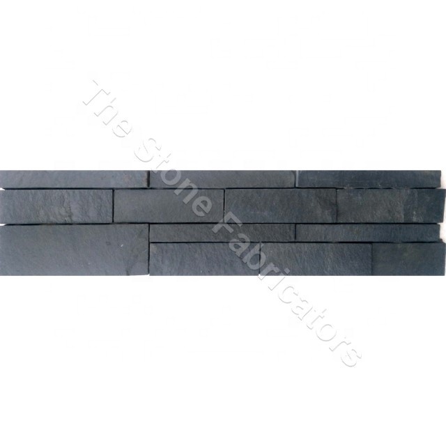 Buff Quartzite Dry Stack Factory Supply Natural Black Slate Stone Grooved Wall Panel Veneer Sheet For Wall Decoration