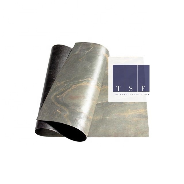 Factory Direct Supply C Gold Slate Stone Thin Flexible Fabric Fleece Veneer Sheet For Interior Exterior Wall Decoration