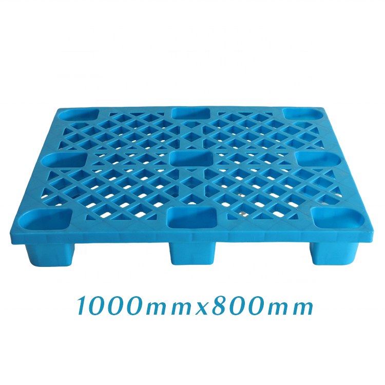 china supplier blue hdpe single faced 4 way entry plastic pallet for sale