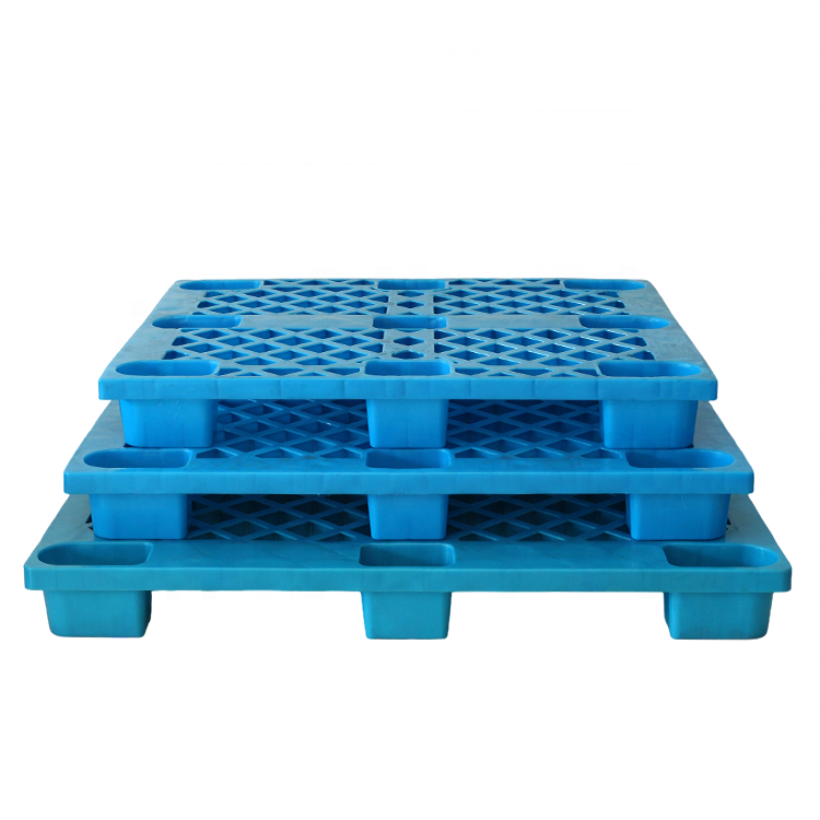 china supplier blue hdpe single faced 4 way entry plastic pallet for sale