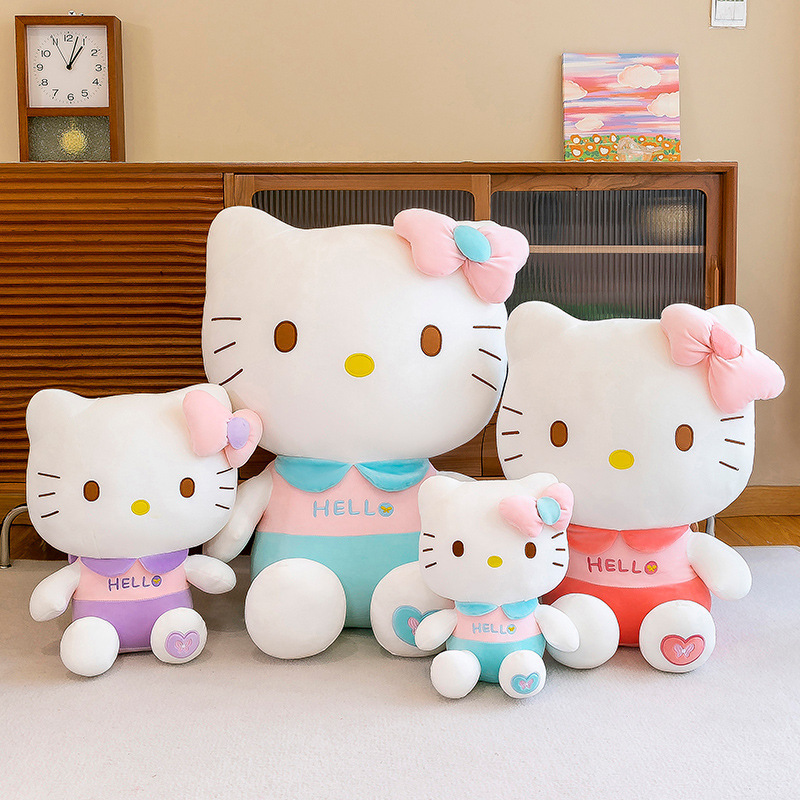 New Trending Kawaii Soft Dressed With Cross-Body Sanria K T Cat Animal Plush Doll Kids' Favorite Toy Gift