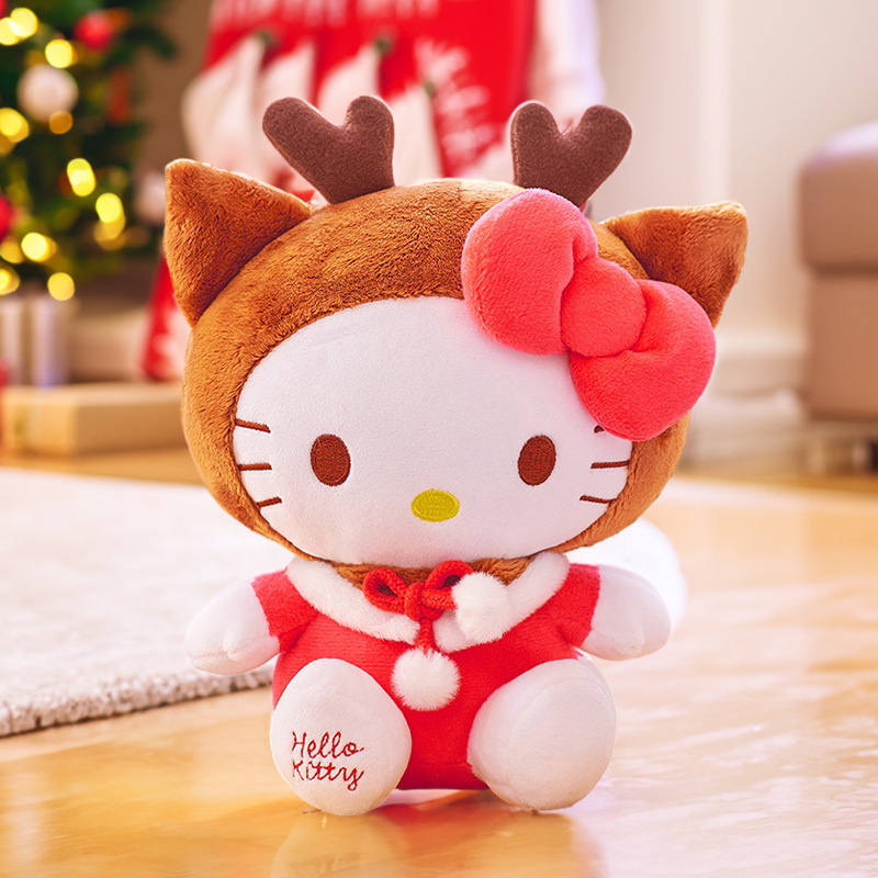 2024 Hot Sales Japanese Cartoon Pink Hello KT Cat Plush Toy Deer Kitty Stuffed Animal Toys Kawaii Halo Cat Kids Toys