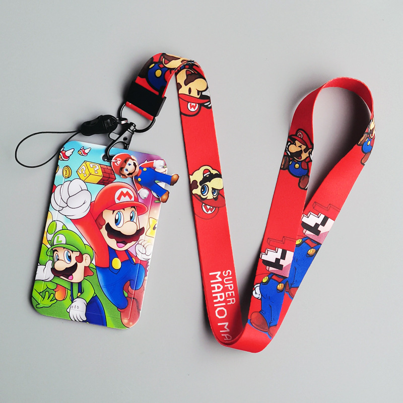 New Style Cute Anime Mario Neck Strap Lanyards Keychain Badge Holder ID Card Pass for Key Accessories Lanyard