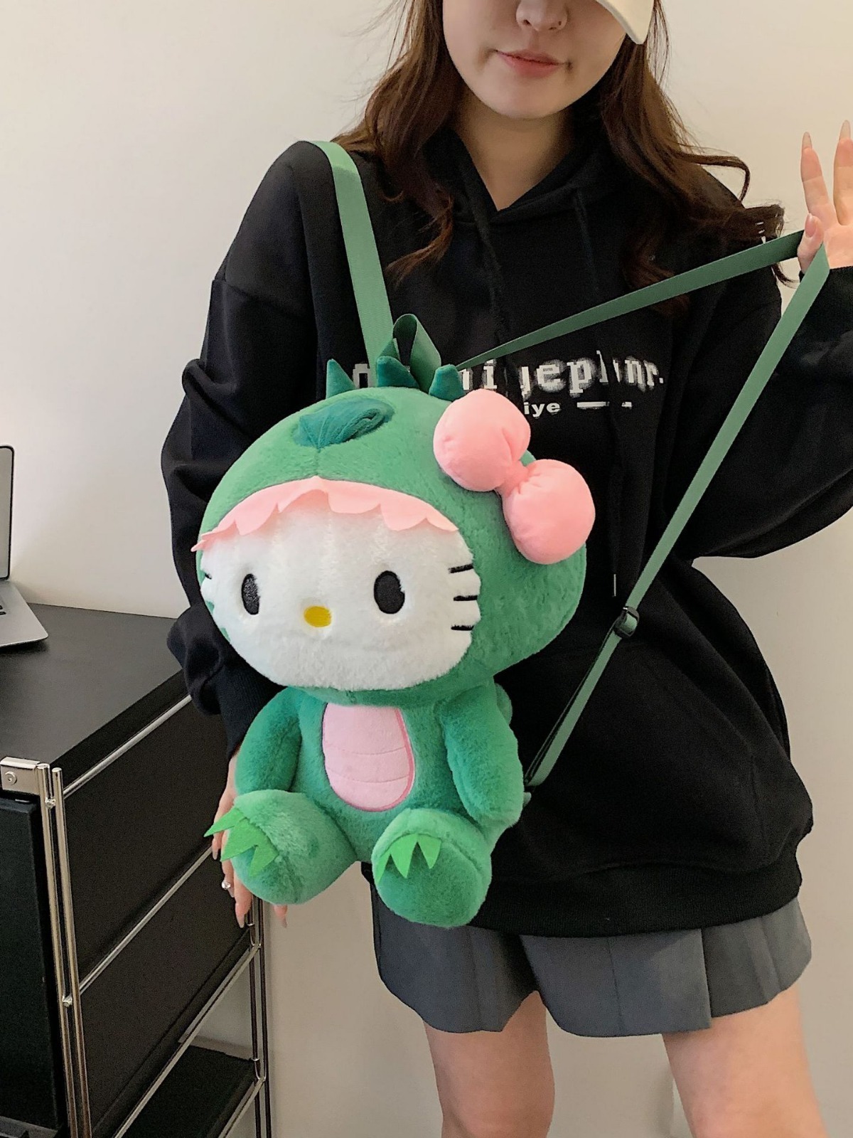 Cartoon Kawaii Sanrioes Stuffed Dinosaur Hello Kt Shoulder Bag Backpack Plushie Stuffed Schoolbag Kids Plush Doll Bags