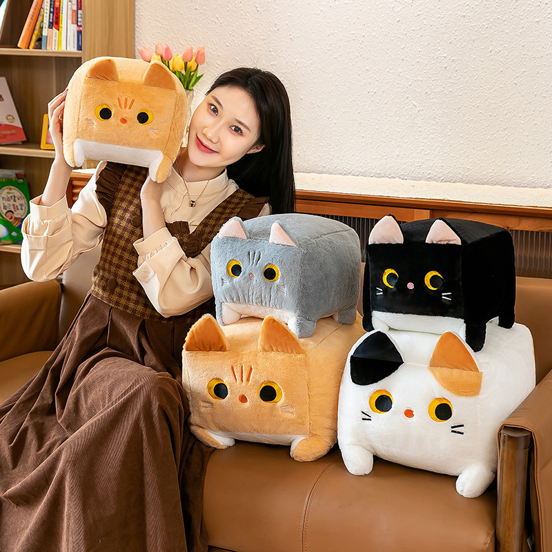 Hot cheap price Cute Square cat stuffed animal plush dolls Tiny cute square kitten Children's play plush toys