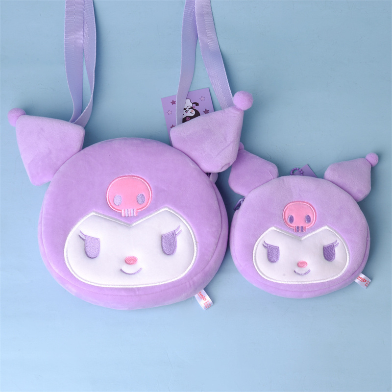 Anime Cartoon Melody Kuromi Mini Backpack Purse Plush Sling Bag For Girl