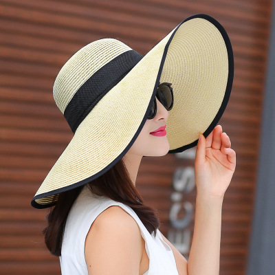 2023 Wholesale New Design Straw Hats Wide Brim Sun Shade High Quality Summer Floppy Beach Women Straw Hat