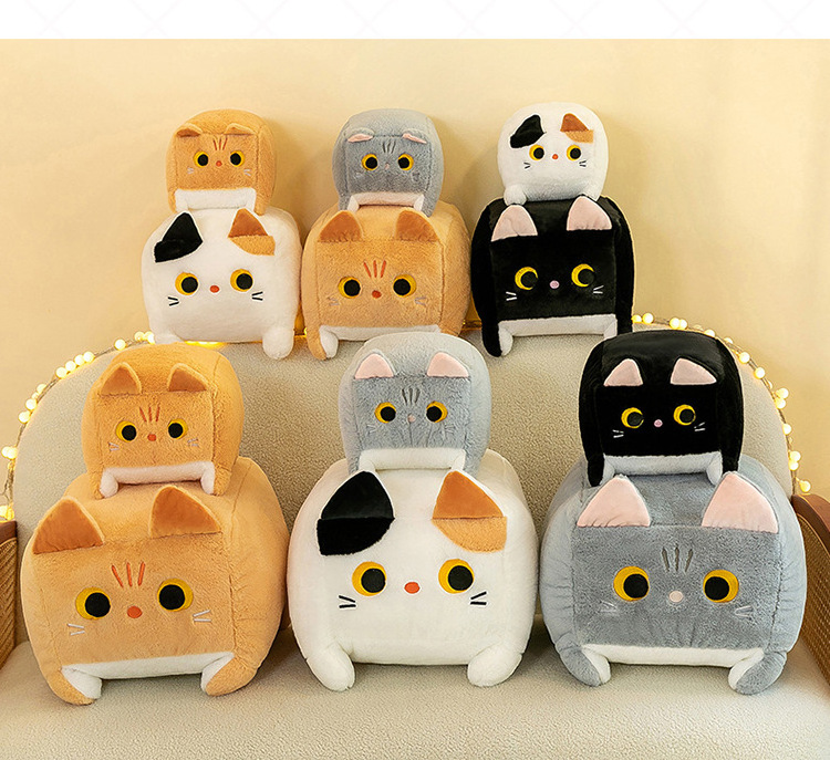 Hot cheap price Cute Square cat stuffed animal plush dolls Tiny cute square kitten Children's play plush toys