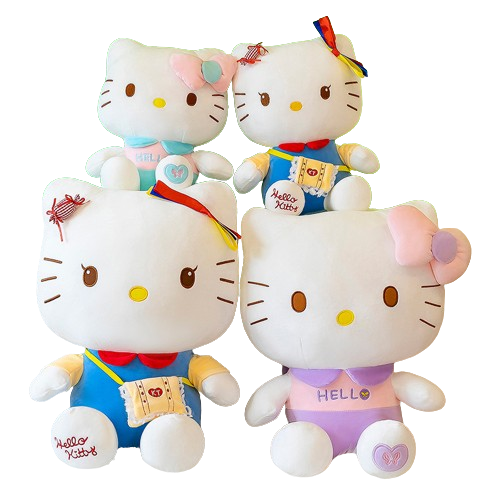 New Trending Kawaii Soft Dressed With Cross-Body Sanria K T Cat Animal Plush Doll Kids' Favorite Toy Gift