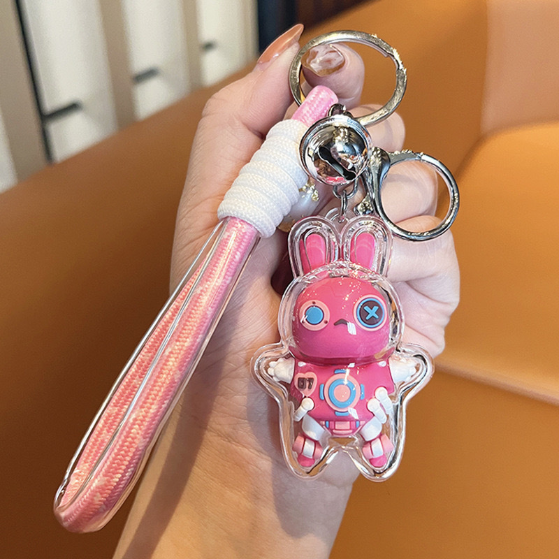 2023 new design mechanical rabbit key chain web celebrity pendant car key chain creative doll