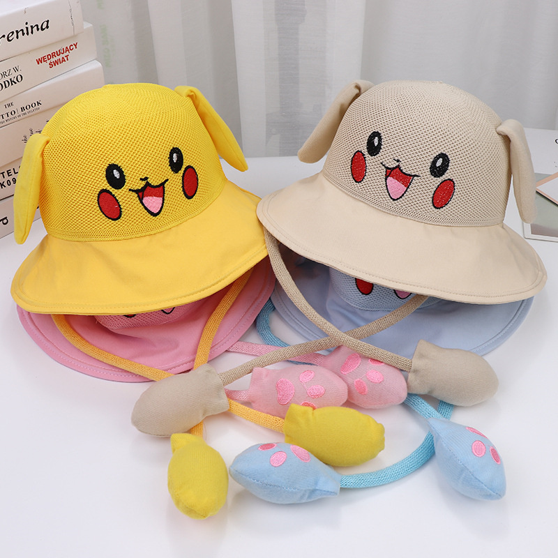 Summer Children's Cap Kids Girl Sun Hat Cute Rabbit Bucket Hat Fisherman Cap Panama Hats with Moving Ears