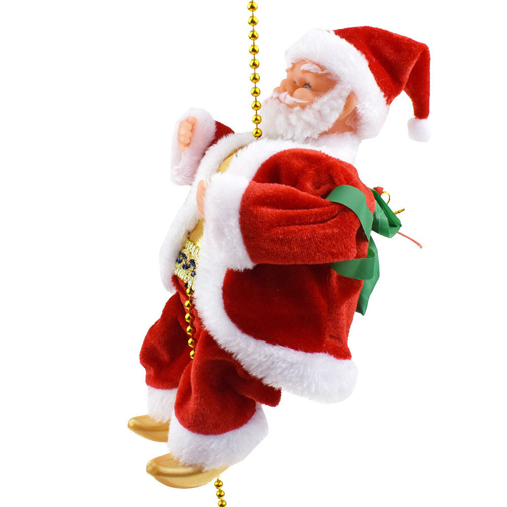 2023 Hot Selling Christmas Decorations Toy Electric Climbing Ladder Santa Claus Christmas Gifts Santa Claus Climbing the Chimne