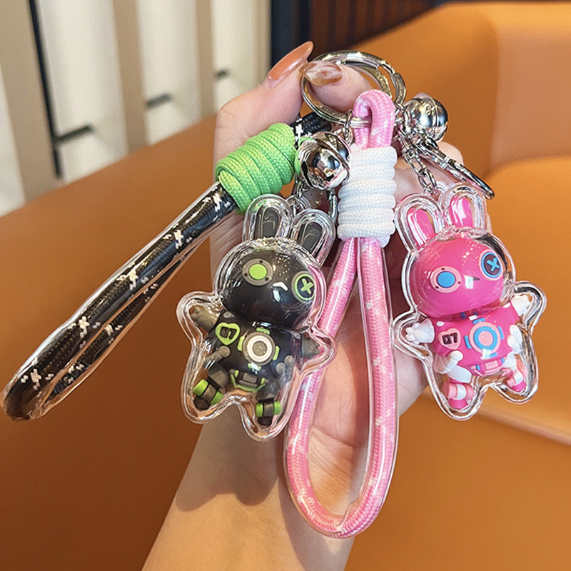 2023 new design mechanical rabbit key chain web celebrity pendant car key chain creative doll