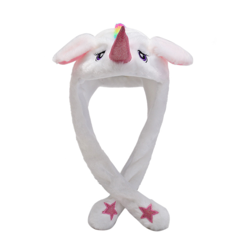 Korea Bunny Hat With Air Pumping And Moving Ears Plush Lovely Soft Rabbit Animated Cap Plush Cute Cap Making Funny Hats