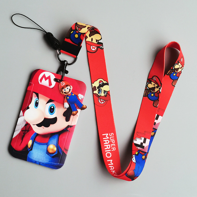 New Style Cute Anime Mario Neck Strap Lanyards Keychain Badge Holder ID Card Pass for Key Accessories Lanyard