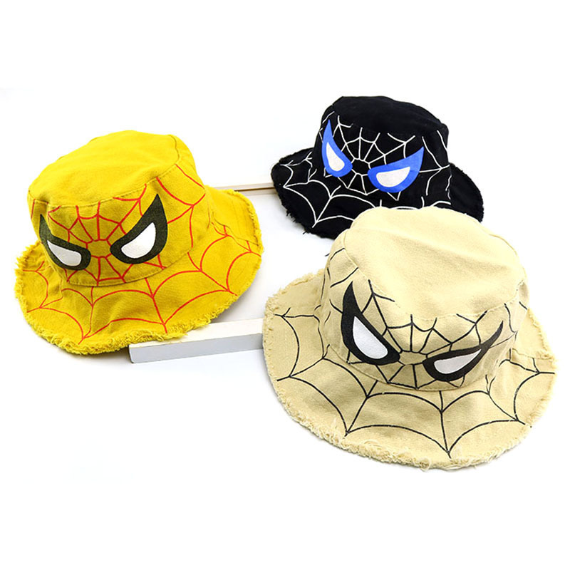 Wholesale Summer Sun Hat Custom Children Spiderman Cotton Bucket Hat For Kids