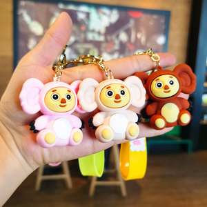 New 3D Cartoon Big Ear Monkey Keychain Russian Cheburashka Monkey Baby Doll Hanging Ornament Monkey Doll Backpack Car Pendant