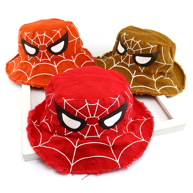 Wholesale Summer Sun Hat Custom Children Spiderman Cotton Bucket Hat For Kids