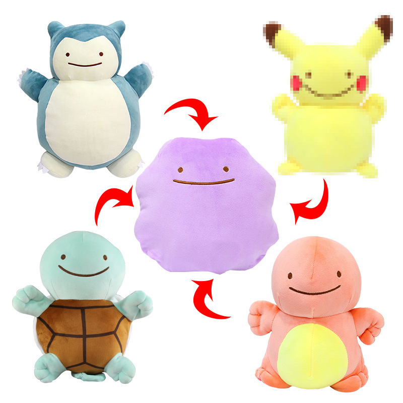 Pokemoned plush toys Ditto Pillow Cushion Transfer Pikachu Snorlax Squirtle Bulbasaur Stuffed Plush Dolls Toys Gift