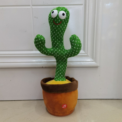 new electronic shake Plush 120 songs USB Charging interactive Music lights singing dancing cactus toy