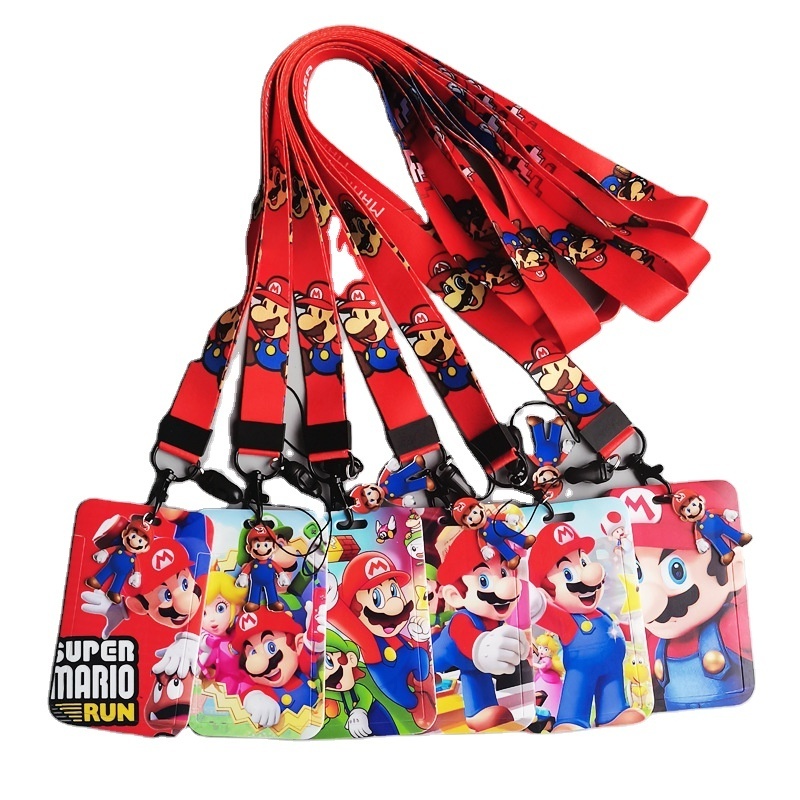 New Style Cute Anime Mario Neck Strap Lanyards Keychain Badge Holder ID Card Pass for Key Accessories Lanyard