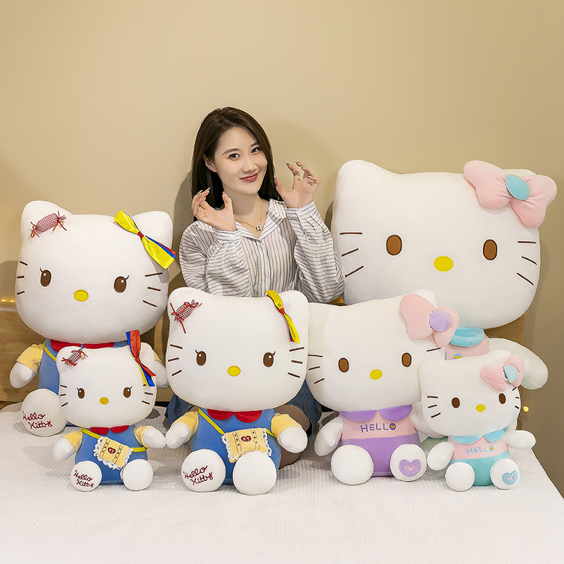 New Trending Kawaii Soft Dressed With Cross-Body Sanria K T Cat Animal Plush Doll Kids' Favorite Toy Gift