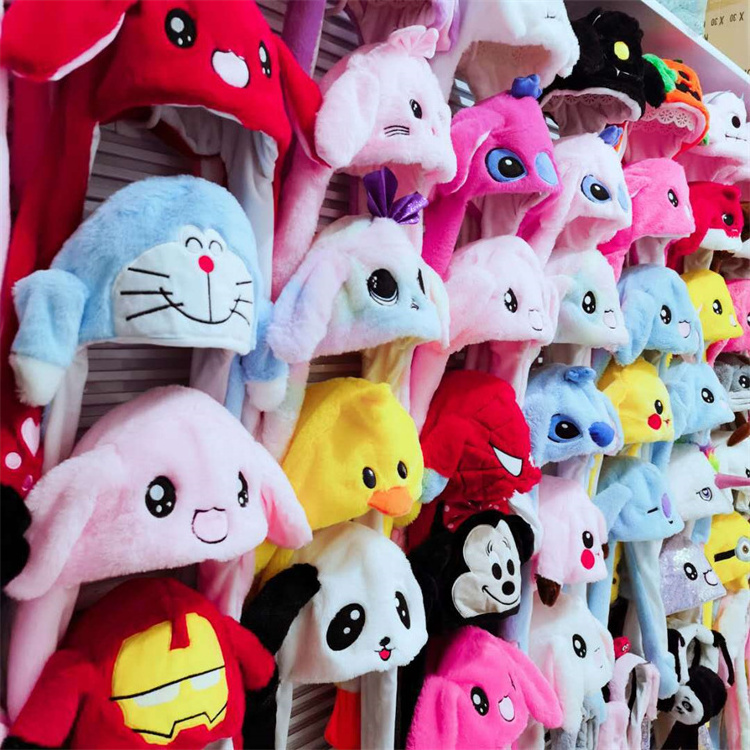 Girls Cute Animal Plush Bunny Hat Children Airbag Moving Ears LED Light Up Stuffed Cosplay Party Fancy Dress Winter Hats