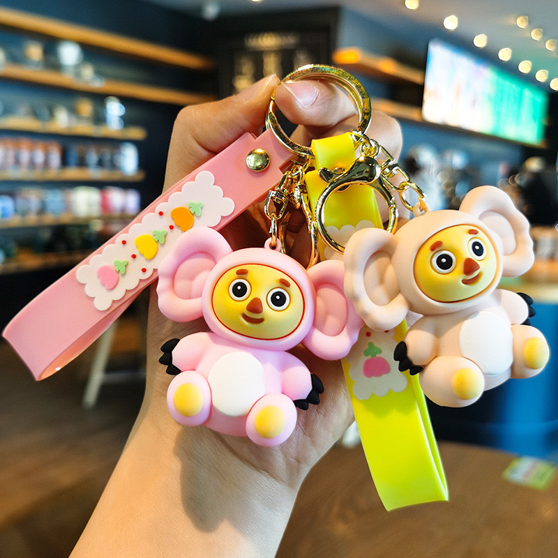 New 3D Cartoon Big Ear Monkey Keychain Russian Cheburashka Monkey Baby Doll Hanging Ornament Monkey Doll Backpack Car Pendant